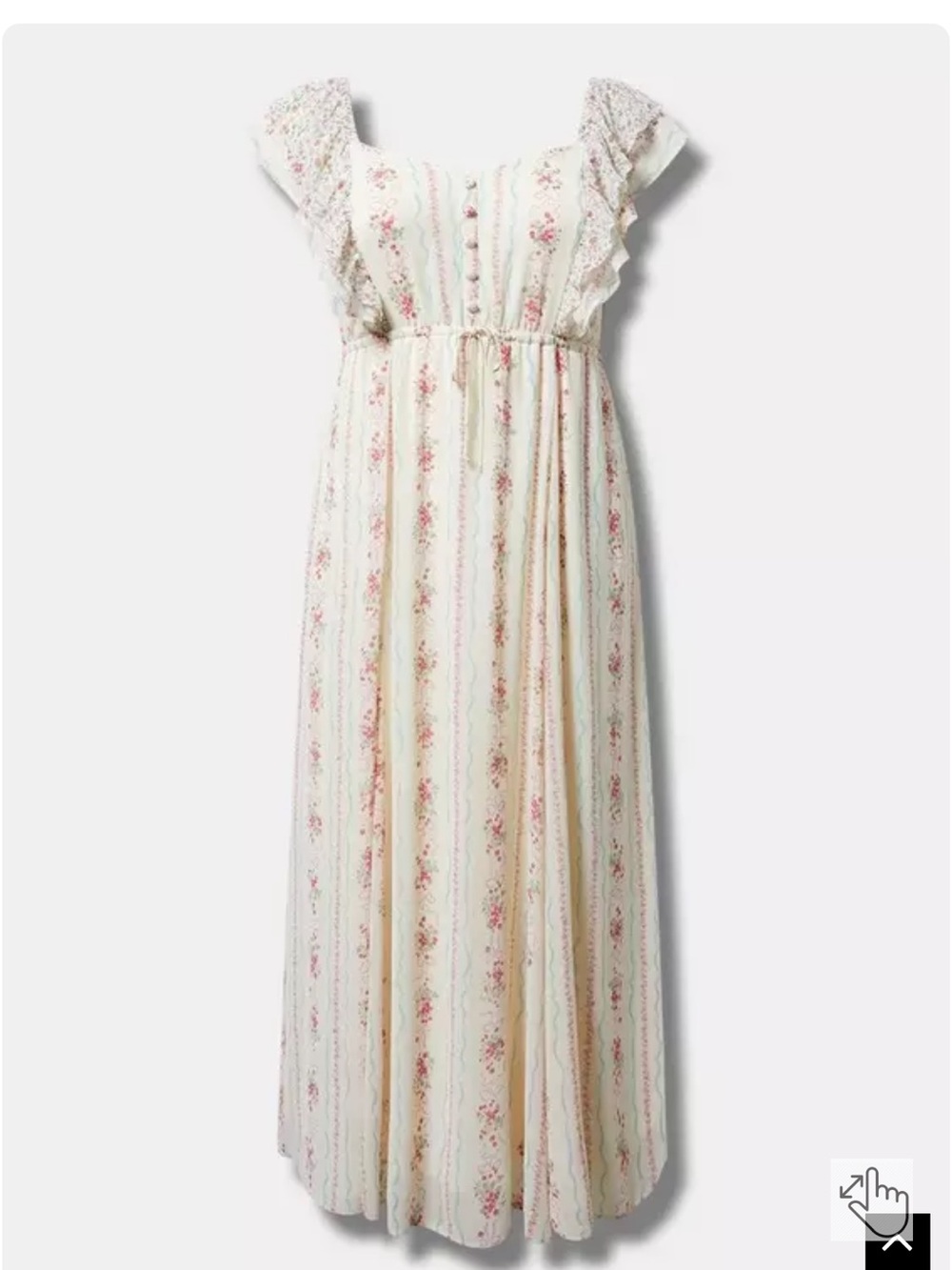 Torrid strawberry bow Cream Maxi Dress with Pink Floral Stripe nwt sz 3 - Picture 11 of 12